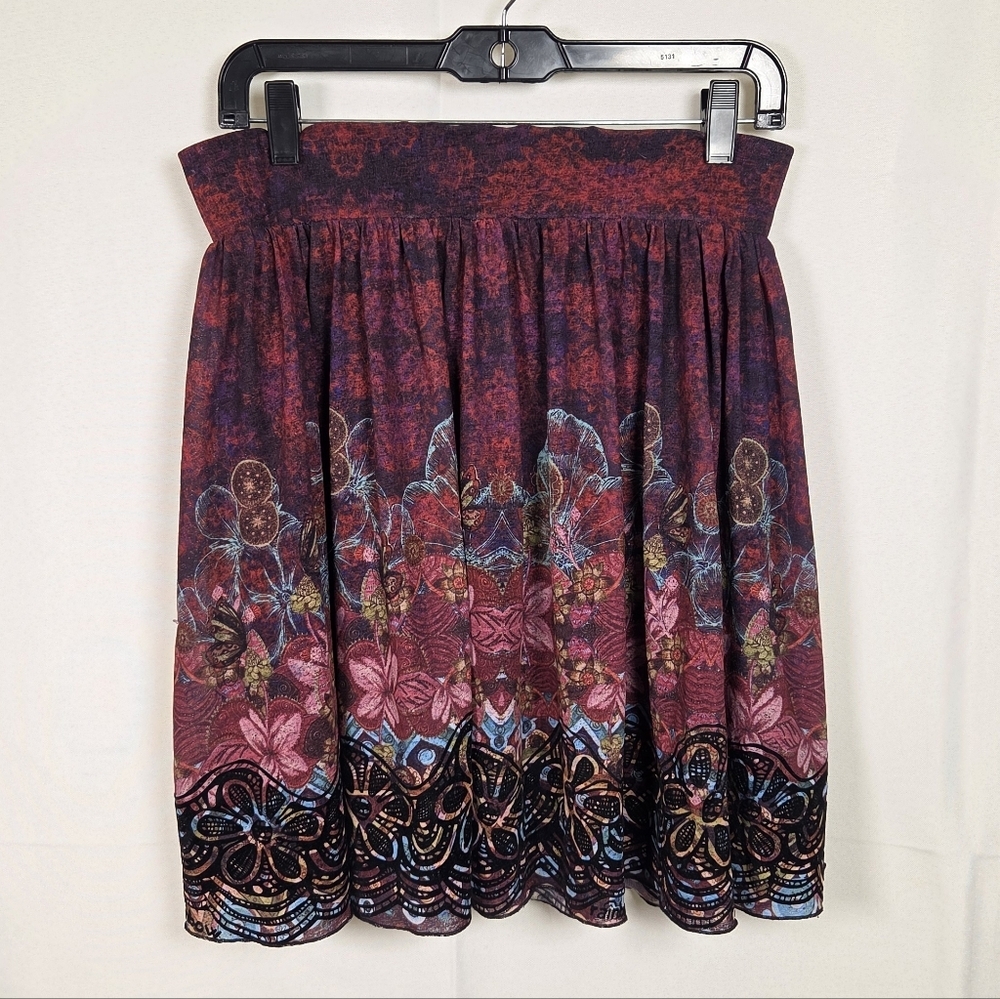 Desigual Rainbow Y2k Fun Colorful Bubble Skirt Pull On Lined Velvet Artsy Small